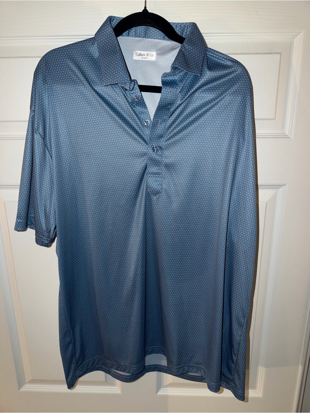 Collars & Co Blue Performance Polo Shirt Men’s 2XL Geometric Print
